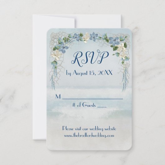Ocean Wedding Flower Arch RSVP Kaart (Voorkant)
