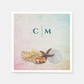 Ocean Wedding Initialen Seashells Design Servet (Voorkant)