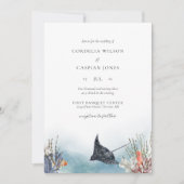 Ocean Wedding Invitations under the Zee Waterverf Kaart (Voorkant)