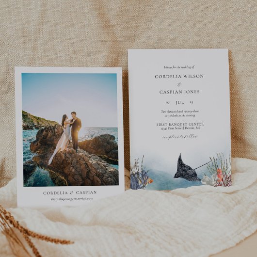 Ocean Wedding Invitations under the Zee Waterverf Kaart