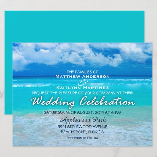 Ocean Wedding Set 1 - Uitnodiging (Voorkant / Achterkant)