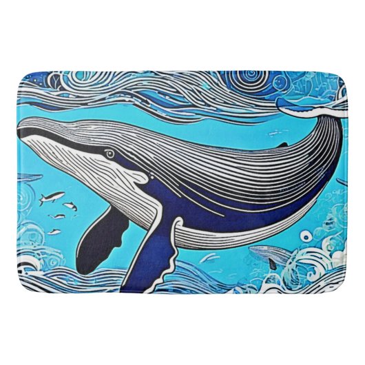 Ocean Whale Art Design Badmat (Voorkant)