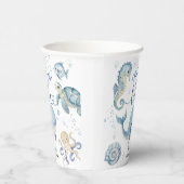 Ocean Whale Baby Shower Boy Blue Papieren Bekers (Rechts)