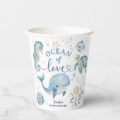 Ocean Whale Baby Shower Boy Blue Papieren Bekers (Voorkant)