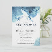 Ocean Whale Baby shower Invitation Kaart (Staand voorkant)