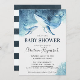 Ocean Whale Baby shower Invitation Kaart