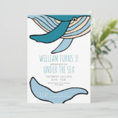 Ocean Whale Boys Verjaardagsfeestje Kaart (Staand voorkant)