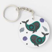 Ocean Whale & Seashell Acryl Sleutelhanger – Calm  (Voorkant)