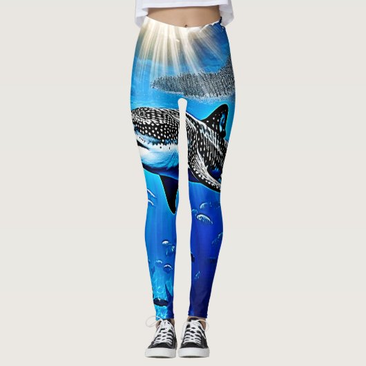 Ocean Whale Shark Giant Zwemmen Leggings (Voorkant)