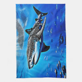 Ocean Whale Shark Giant Zwemmen Theedoek (Verticaal)