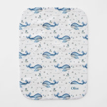 Ocean Whale Thema Kwekerij Naam Burp Doek