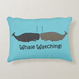 Ocean Whale Watching en Blue Stripes Accent Kussen