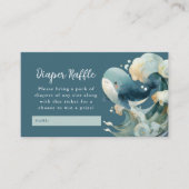 Ocean Whale Waves Diaper Raffle White Baby Shower  Informatiekaartje (Voorkant)