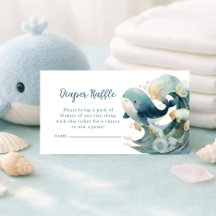 Ocean Whale Waves Luier Raffle Witte Baby Shower