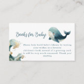 Ocean Whale Waves White Books for Baby Shower Informatiekaartje (Voorkant)