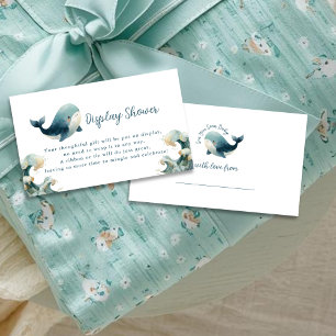 Ocean Whale Witte Cadeautag Weergave Baby Shower Informatiekaartje