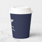 Ocean Whales Tail Outline Navy and Grey Party Papieren Bekers (Links)