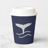 Ocean Whales Tail Outline Navy and Grey Party Papieren Bekers (Voorkant)