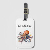 Ocean Whimsy: Kleurrijke Octopus Bagagelabel (Voorkant (verticaal))