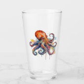 Ocean Whimsy: Kleurrijke Octopus Glas (Voorkant)
