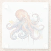 Ocean Whimsy: Kleurrijke Octopus Glazen Onderzetter (Achterkant)