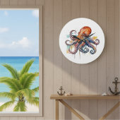 Ocean Whimsy: Kleurrijke Octopus Grote Klok