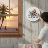 Ocean Whimsy: Kleurrijke Octopus Grote Klok