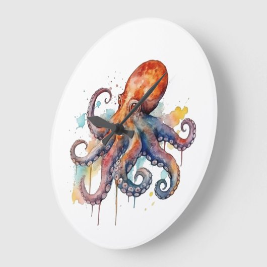 Ocean Whimsy: Kleurrijke Octopus Grote Klok (Hoek)