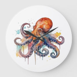 Ocean Whimsy: Kleurrijke Octopus Grote Klok