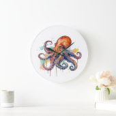 Ocean Whimsy: Kleurrijke Octopus Grote Klok (Huis)