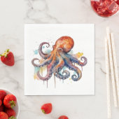 Ocean Whimsy: Kleurrijke Octopus Servet (Insitu)