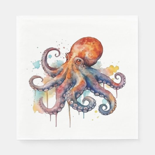Ocean Whimsy: Kleurrijke Octopus Servet (Voorkant)