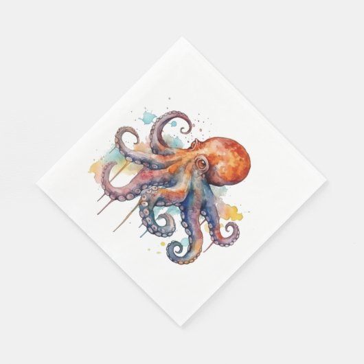 Ocean Whimsy: Kleurrijke Octopus Servet (Hoek)