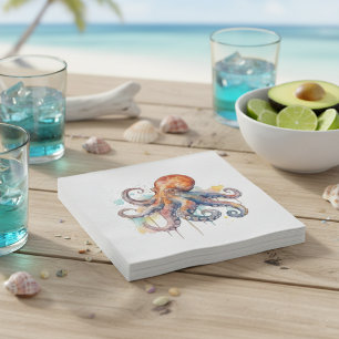 Ocean Whimsy: Kleurrijke Octopus Servet