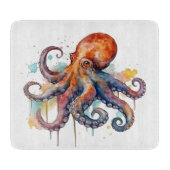 Ocean Whimsy: Kleurrijke Octopus Snijplank (Voorkant)