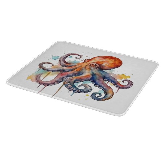 Ocean Whimsy: Kleurrijke Octopus Snijplank (Hoek)