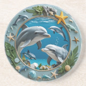 Ocean Whirl Round Sandstone Zandsteen Onderzetter (Voorkant)