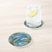 Ocean Whirl Round Sandstone Zandsteen Onderzetter (Zijkant)