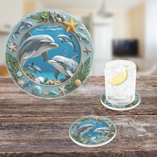 Ocean Whirl Round Sandstone Zandsteen Onderzetter