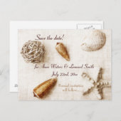 Ocean Whisper - Elegante schelpen Bewaar de datum Aankondigingskaart (Voorkant / Achterkant)