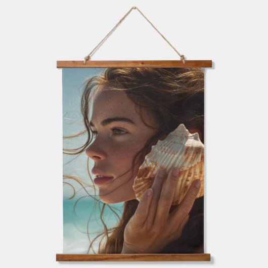 Ocean Whisper Moment Coastal Portrait Art Hangend Wandkleed (Voorkant)