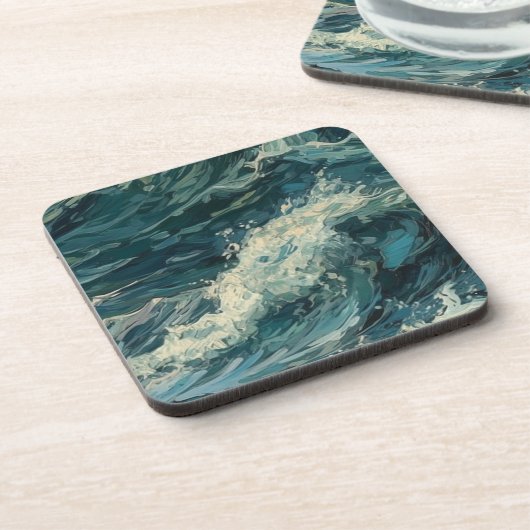 Ocean Whitecaps Schilderij Bier Onderzetter (Linkerzijde)