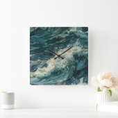 Ocean Whitecaps Schilderij Vierkante Klok (Huis)