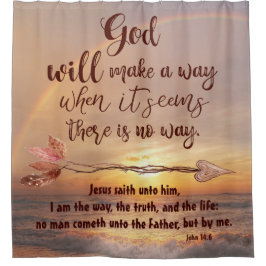 Ocean with I am the Way Bijbel Verse Douchegordijn