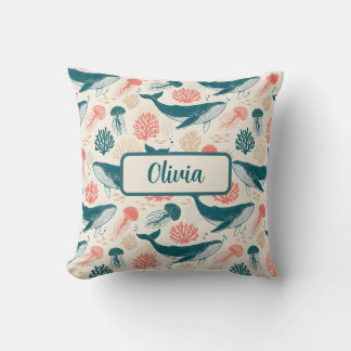 Ocean Wonders Whale Jellyfish Coral Kussen