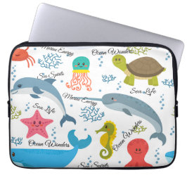 Ocean Wonders Zee Life Ocean Creatures Pattern Laptop Sleeve