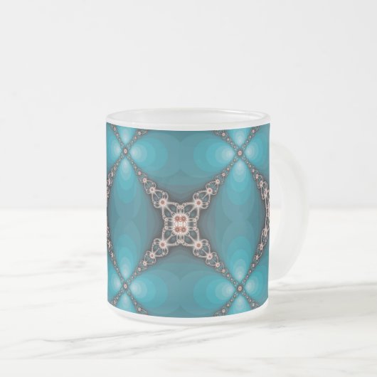 Ocean X Fractal - Turquoise - Frosted Mok (Voorkant rechts)
