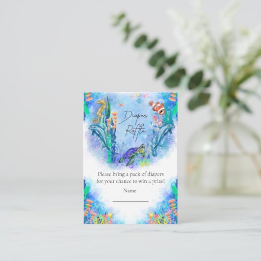 Ocean Zee Animals Baby Diaper Raffle Informatiekaartje (Staand voorkant)