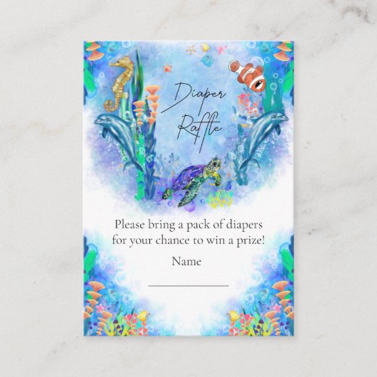 Ocean Zee Animals Baby Diaper Raffle Informatiekaartje (Voorkant)