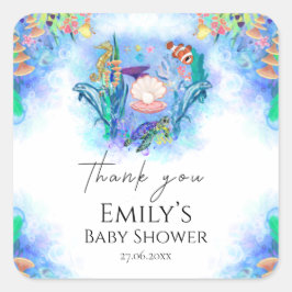 Ocean Zee Animals Colorful Baby shower Classic Ro Vierkante Sticker